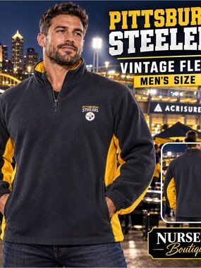Vintage Pittsburgh Steelers NFL Fleece Pullover Mens 2XL Quarter Zip GIII